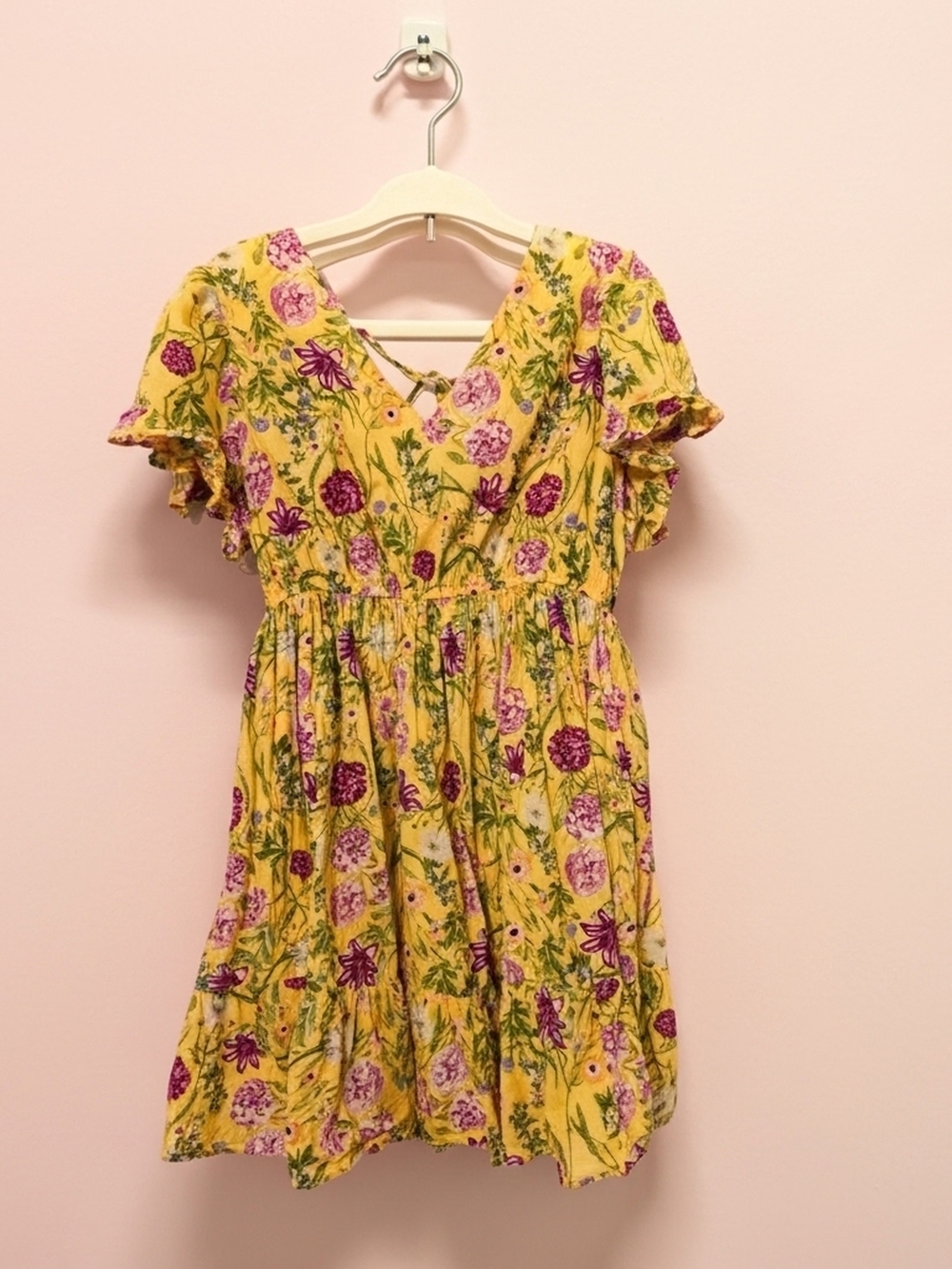 Terra & Sky Yellow Floral V-Neck Casual Dress